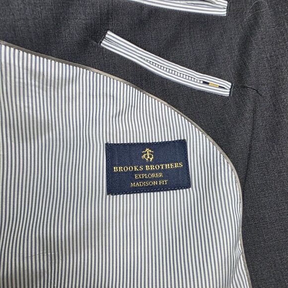 Brooks Brothers Explorer Madison Fit Gray Blazer Sport Coat Suit Jacket Size 46 - Picture 9 of 10